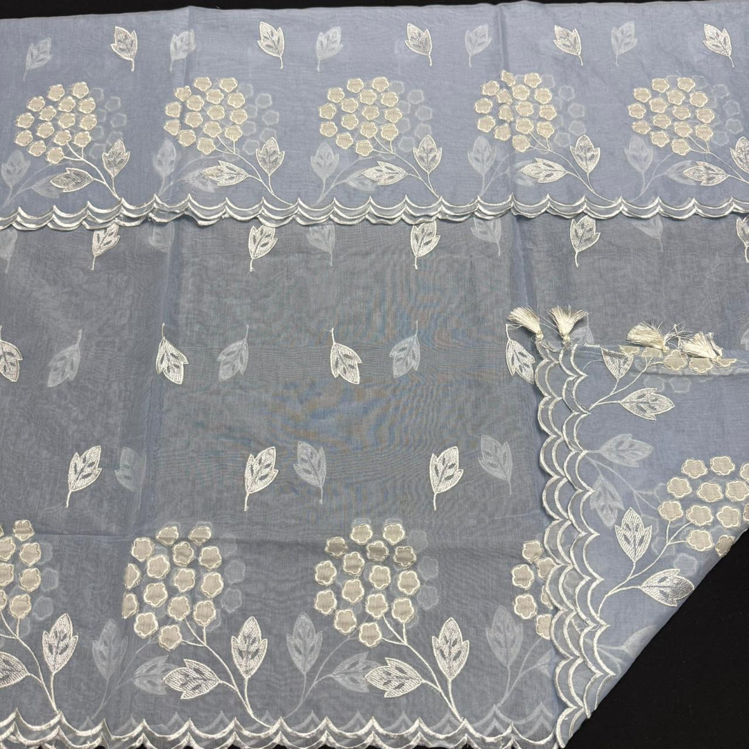 Premium Mal Chanderi Appliqué Cross Stitch Unstitched Suit Set LF2103-2