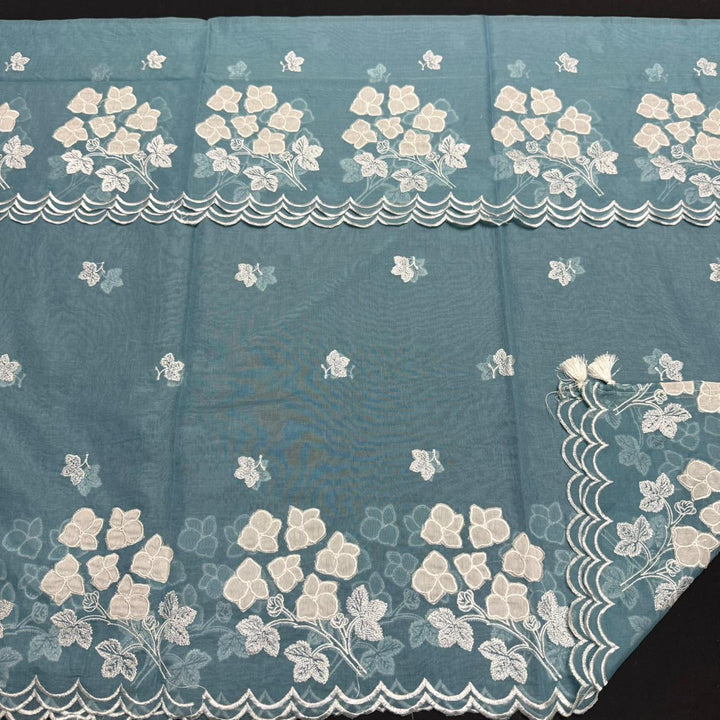 Premium Mal Chanderi Appliqué Cross Stitch Unstitched Suit Set LF2103-5