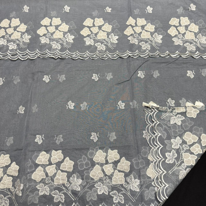 Premium Mal Chanderi Appliqué Cross Stitch Unstitched Suit Set LF2103-4
