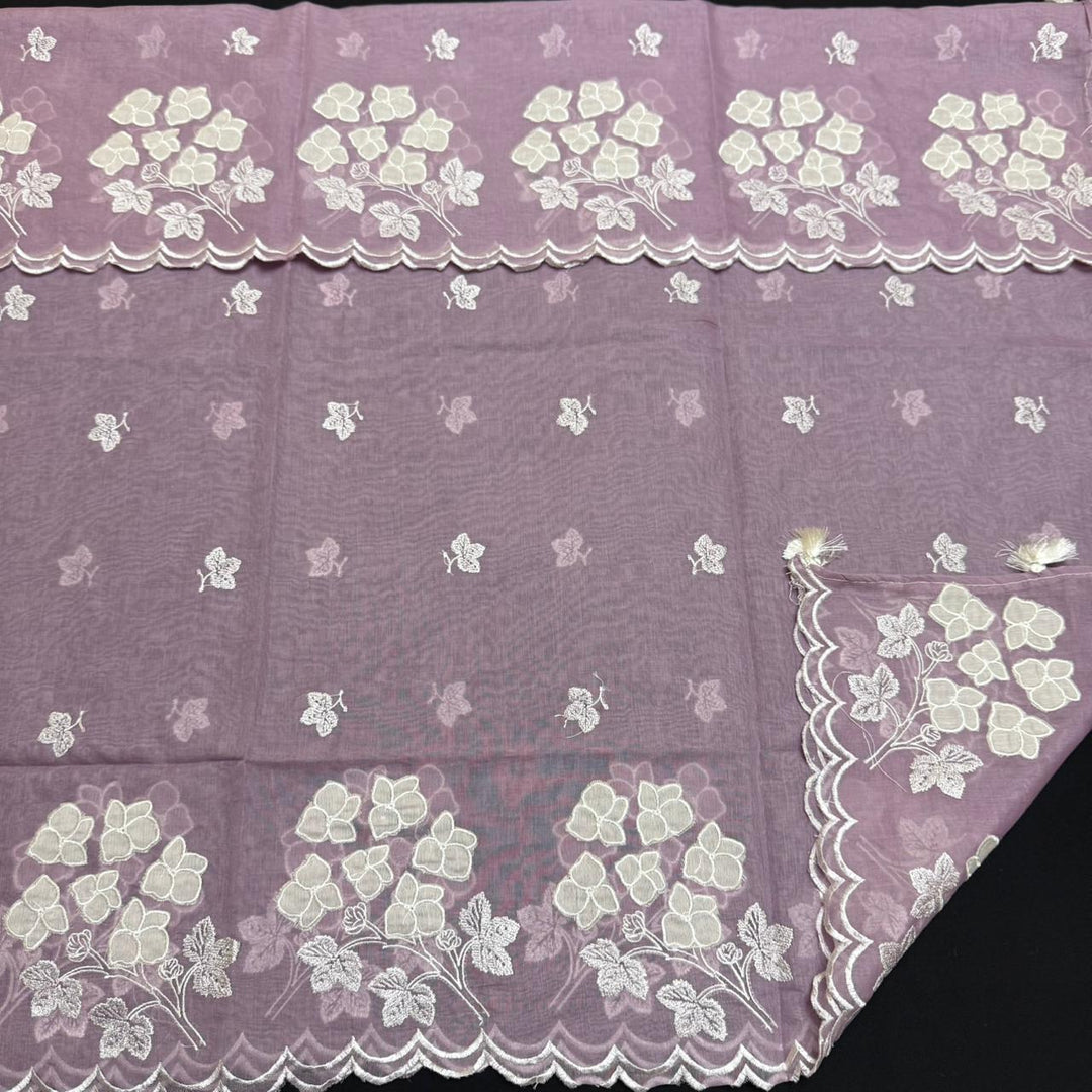 Premium Mal Chanderi Appliqué Cross Stitch Unstitched Suit Set LF2103-8