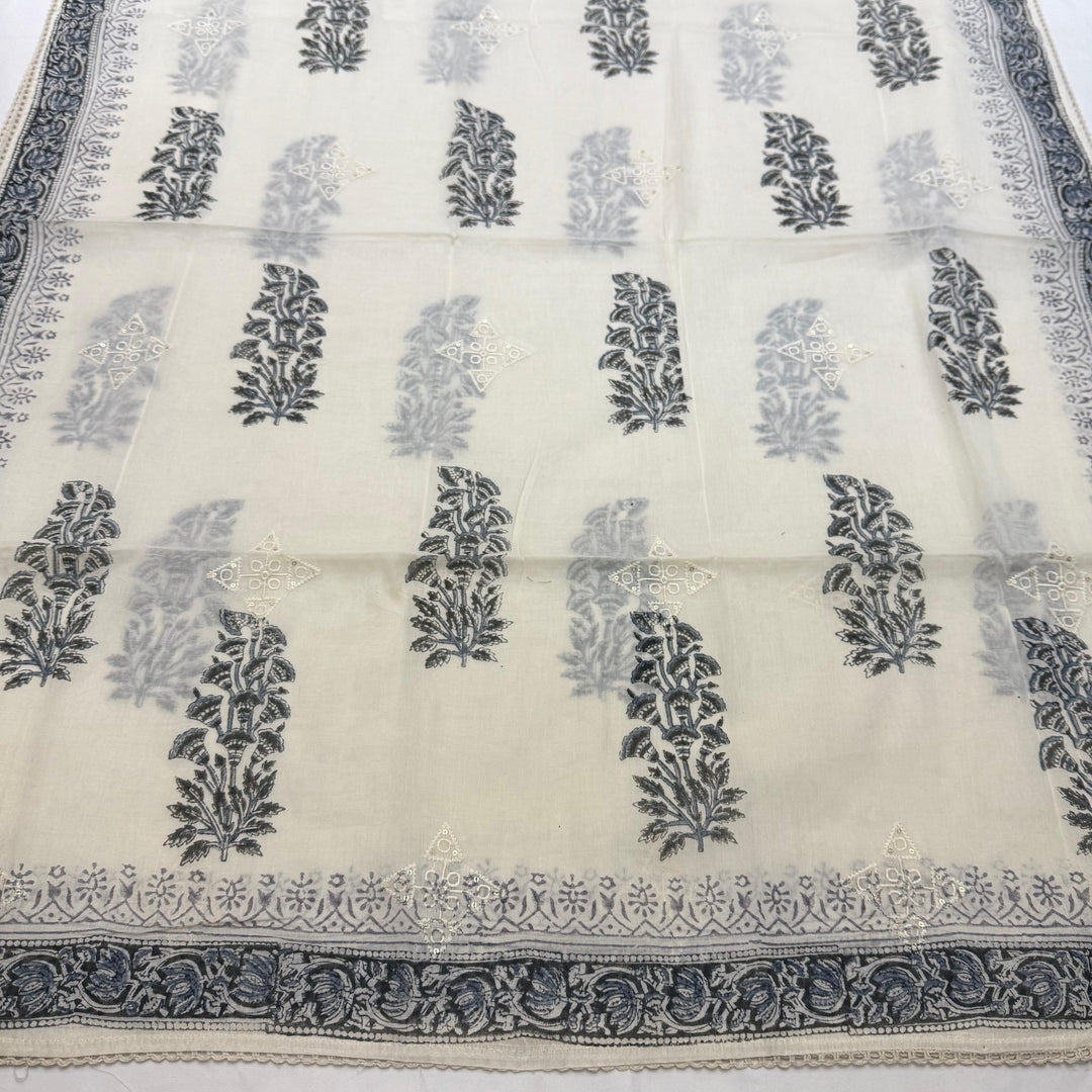 Printed Cotton Chikankari Mirror Work Unstitched Suit Set DL3594-4