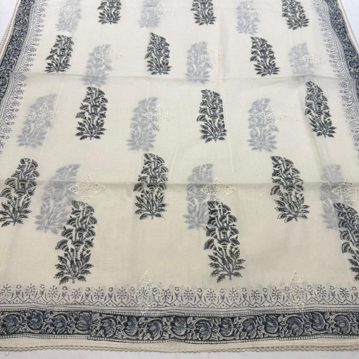 Printed Cotton Chikankari Mirror Work Unstitched Suit Set DL3594-4