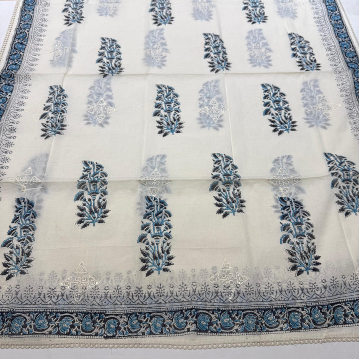 Printed Cotton Chikankari Mirror Work Unstitched Suit Set DL3594-2