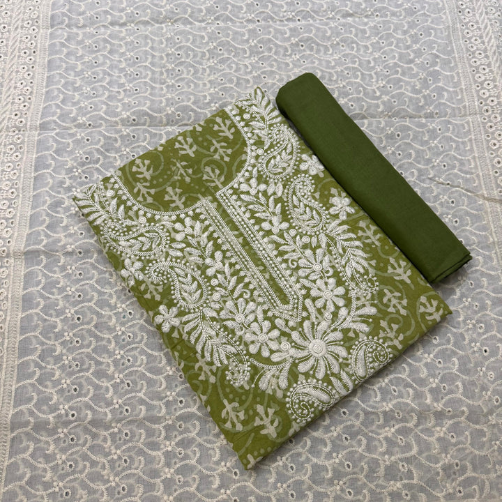 Premium Jaipuri Cotton Thread Work Unstitched Suit Set DL2769C-2