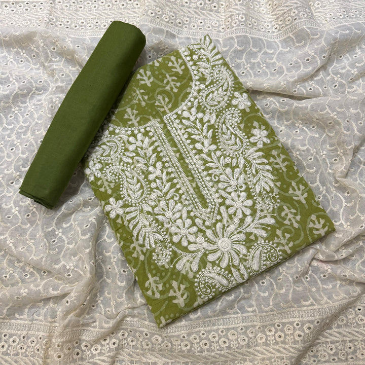Premium Jaipuri Cotton Thread Work Unstitched Suit Set DL2769C-2