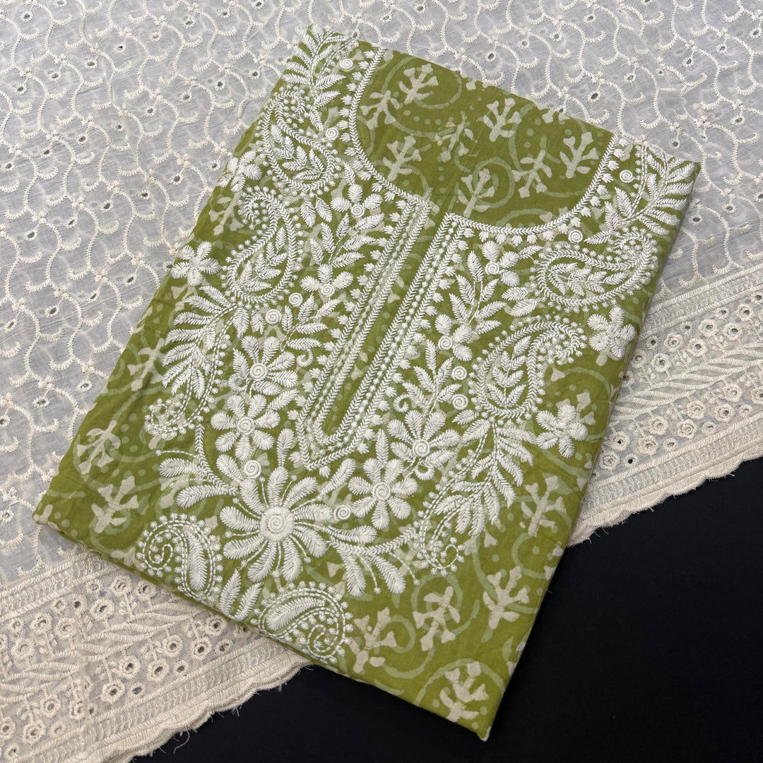 Premium Jaipuri Cotton Thread Work Unstitched Suit Set DL2769C-2