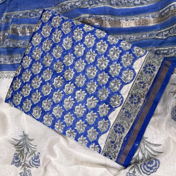 Pure Chanderi Ethnic Printed Unstitched Suit Set SW2102-2