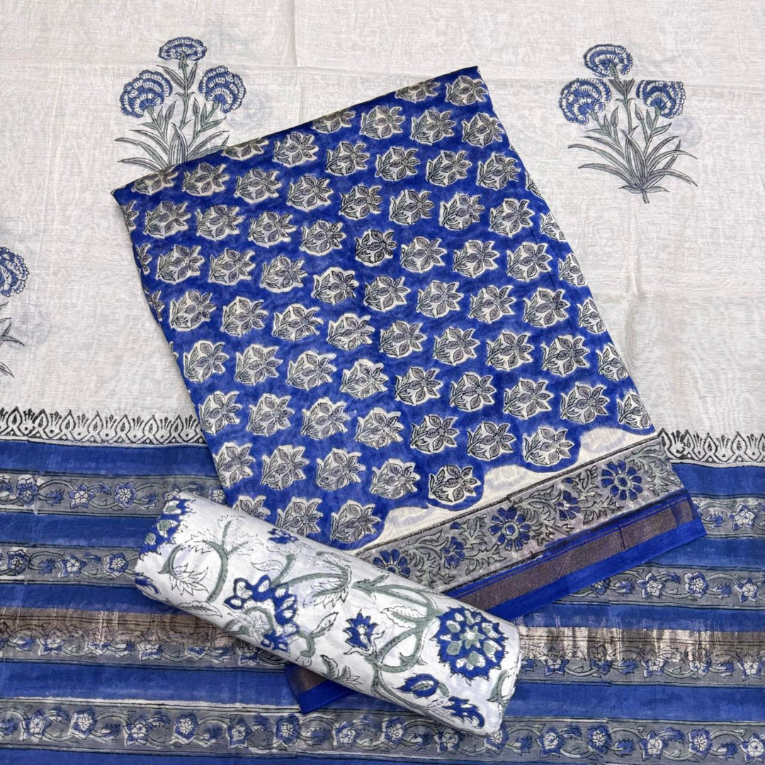Pure Chanderi Ethnic Printed Unstitched Suit Set SW2102-2
