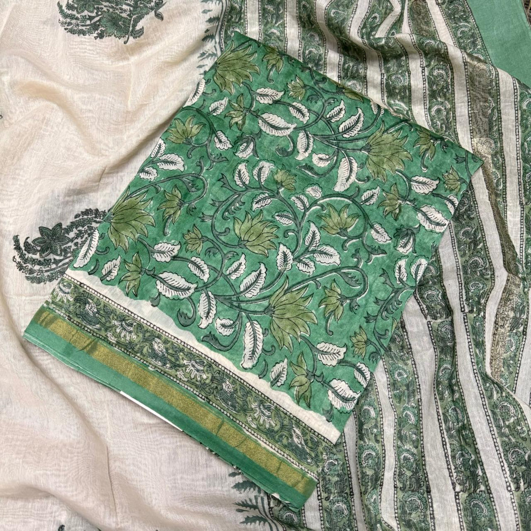 Pure Chanderi Ethnic Printed Unstitched Suit Set SW2102-3