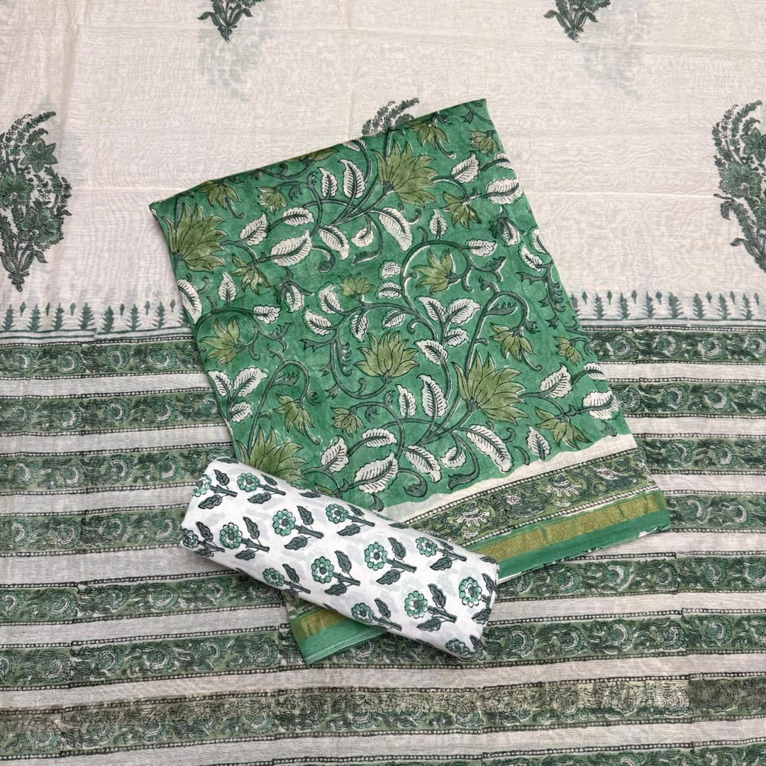 Pure Chanderi Ethnic Printed Unstitched Suit Set SW2102-3