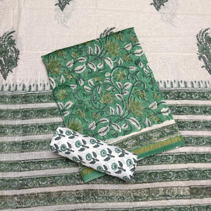 Pure Chanderi Ethnic Printed Unstitched Suit Set SW2102-3