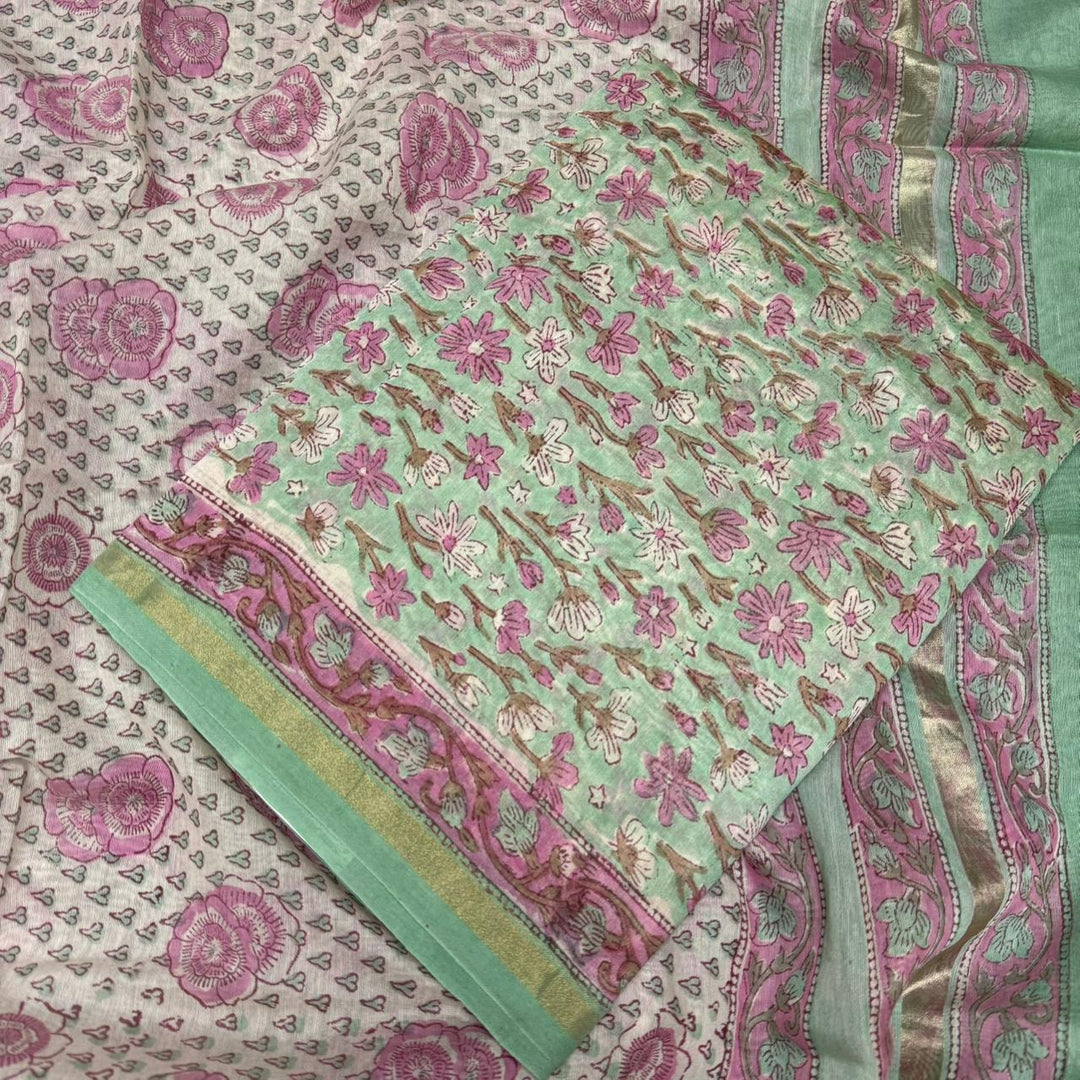 Pure Chanderi Ethnic Printed Unstitched Suit Set SW2102-4