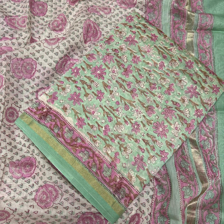 Pure Chanderi Ethnic Printed Unstitched Suit Set SW2102-4