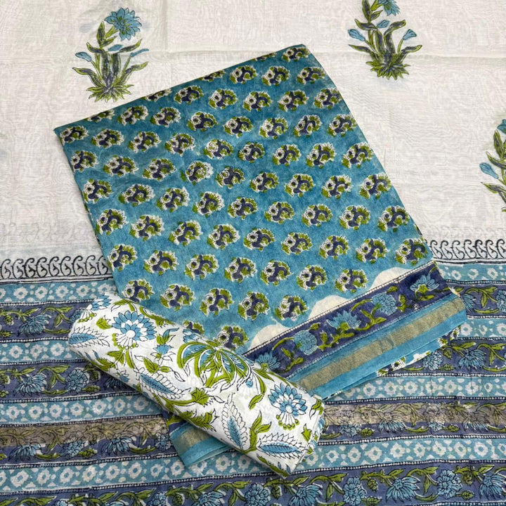 Pure Chanderi Ethnic Printed Unstitched Suit Set SW2102-5
