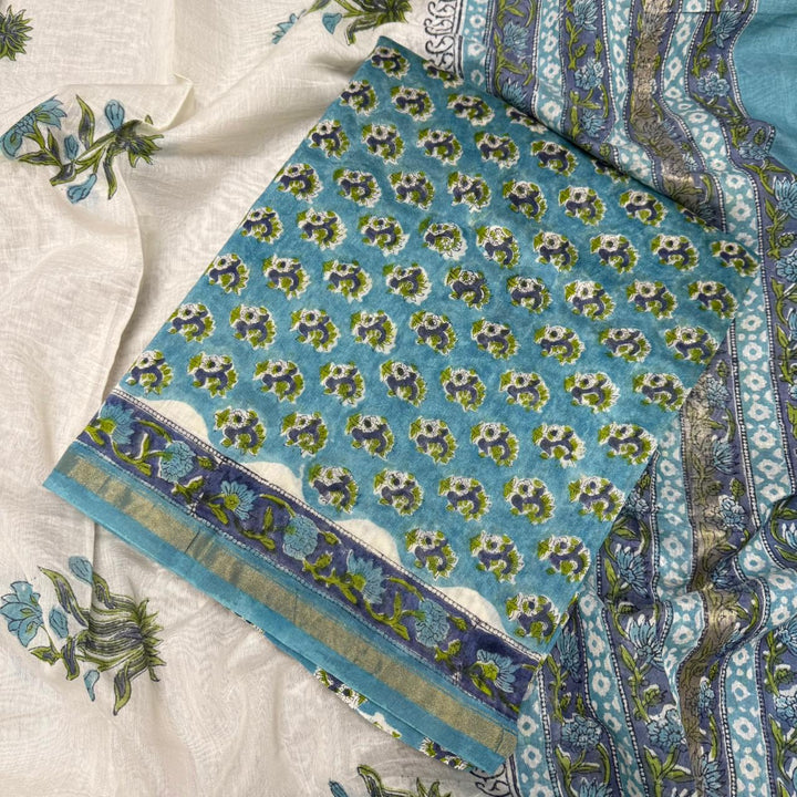Pure Chanderi Ethnic Printed Unstitched Suit Set SW2102-5