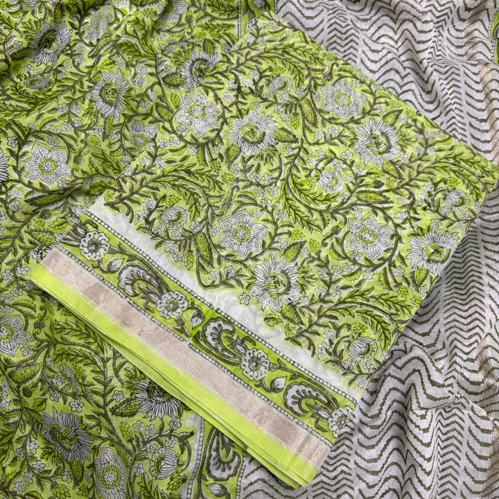 Pure Chanderi Ethnic Printed Unstitched Suit Set SW2102-6