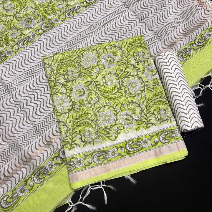 Pure Chanderi Ethnic Printed Unstitched Suit Set SW2102-6