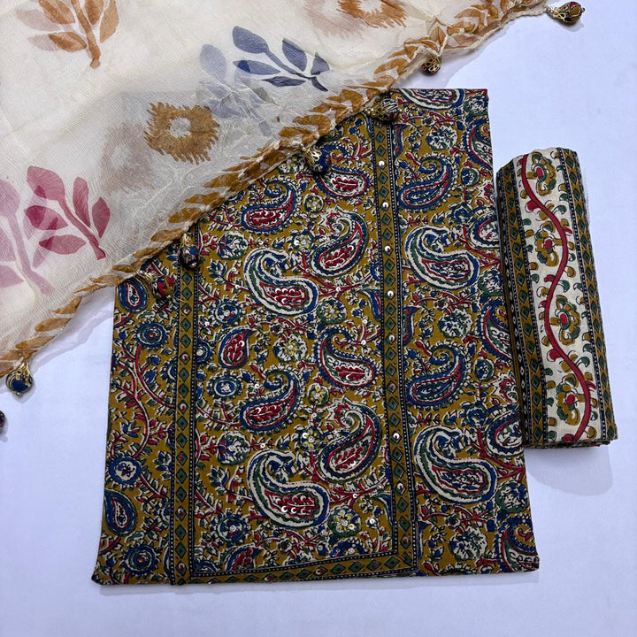 Premium Jaipuri  Unstitched Suit Set-RL7978-1