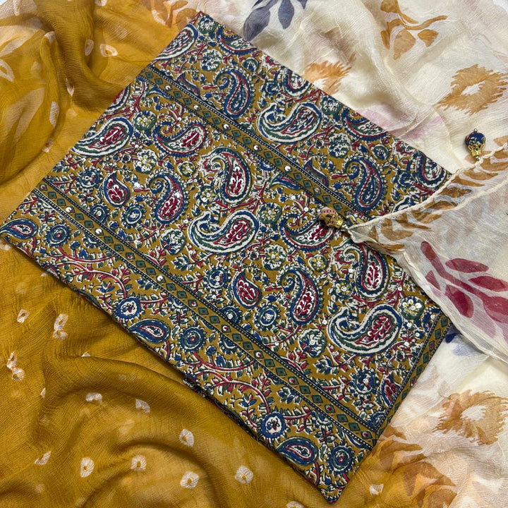 Premium Jaipuri  Unstitched Suit Set-RL7978-1