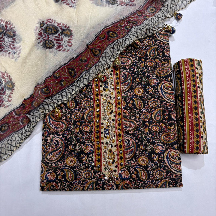 Premium Jaipuri  Unstitched Suit Set-RL7978-3