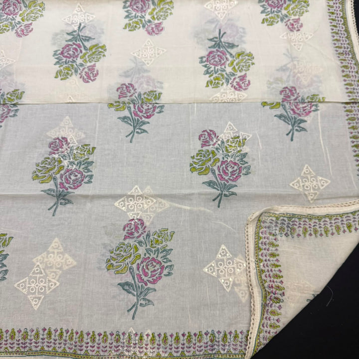 Premium Pure Cotton Printed Hakoba Unstitched Suit Set - DL3766- 03
