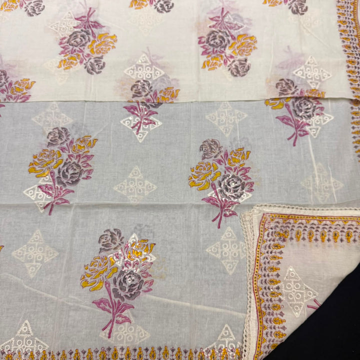 Premium Pure Cotton Printed Hakoba Unstitched Suit Set - DL3766- 04