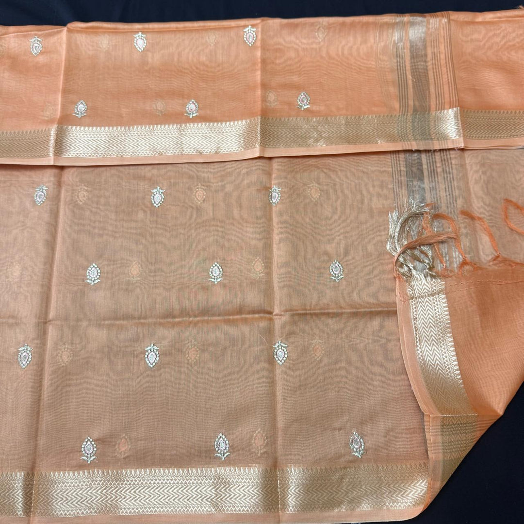 Pure Mal Chanderi Embroidery Unstitched Suit Set- ASJ019-03