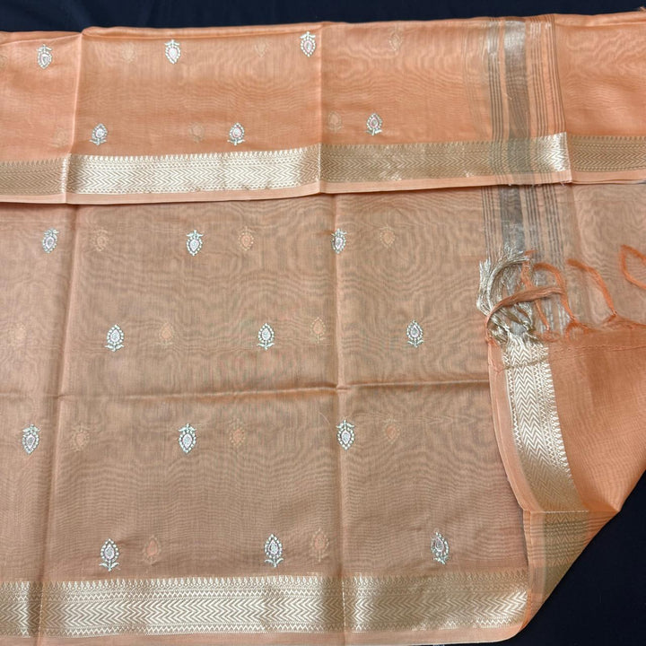 Pure Mal Chanderi Embroidery Unstitched Suit Set- ASJ019-03