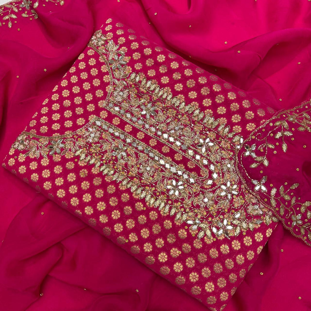 Premium Banarasi Georgette Cutdana Unstitched Suit Set - RK2255-03