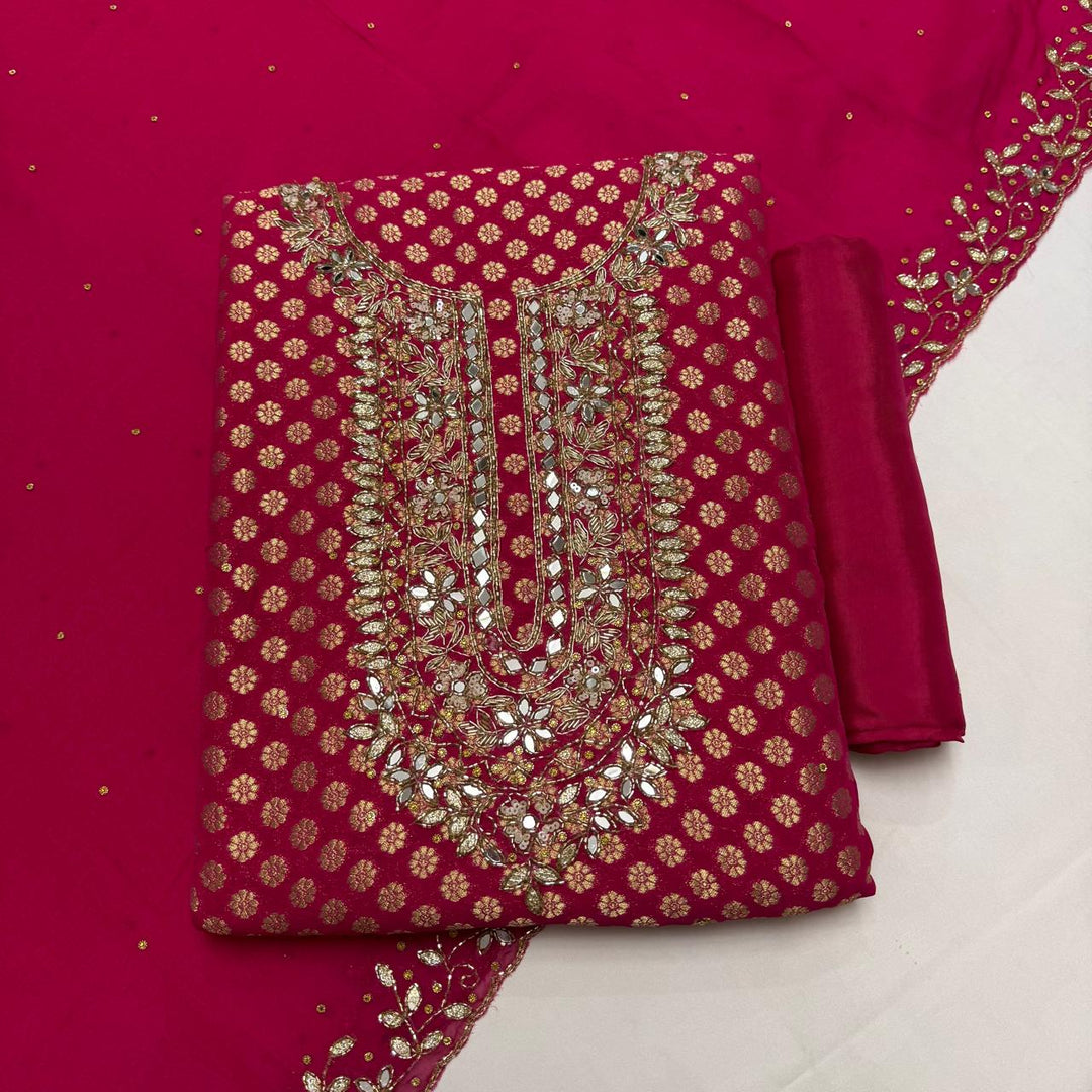 Premium Banarasi Georgette Cutdana Unstitched Suit Set - RK2255-03