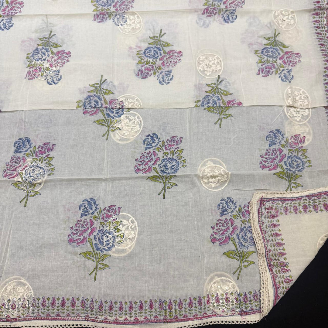 Premium Cotton Jaipuri Patch Work Unstitched Suit Set-DL3766-A