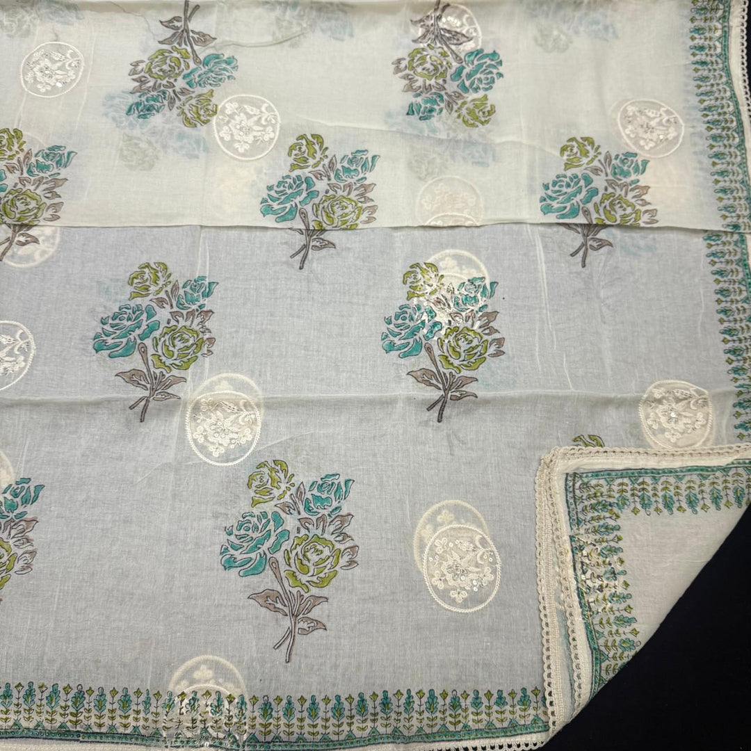Premium Cotton Jaipuri Patch Work Unstitched Suit Set-DL3766-B