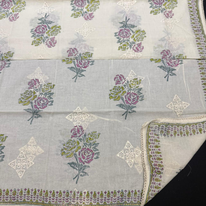 Premium Cotton Jaipuri Patch Work Unstitched Suit Set-DL3766-C