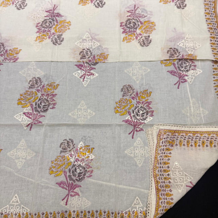 Premium Cotton Jaipuri Patch Work Unstitched Suit Set-DL3766-D
