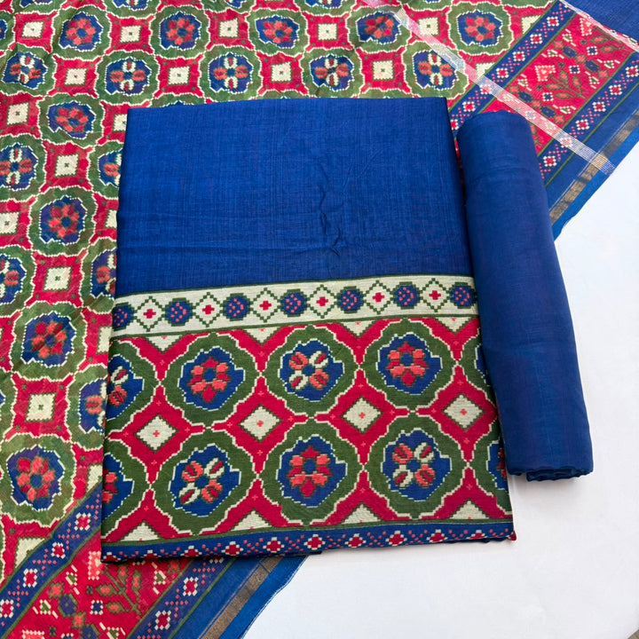 Premium Pure Silk Chanderi Printed Unstitched Suit Set - LV0445-1