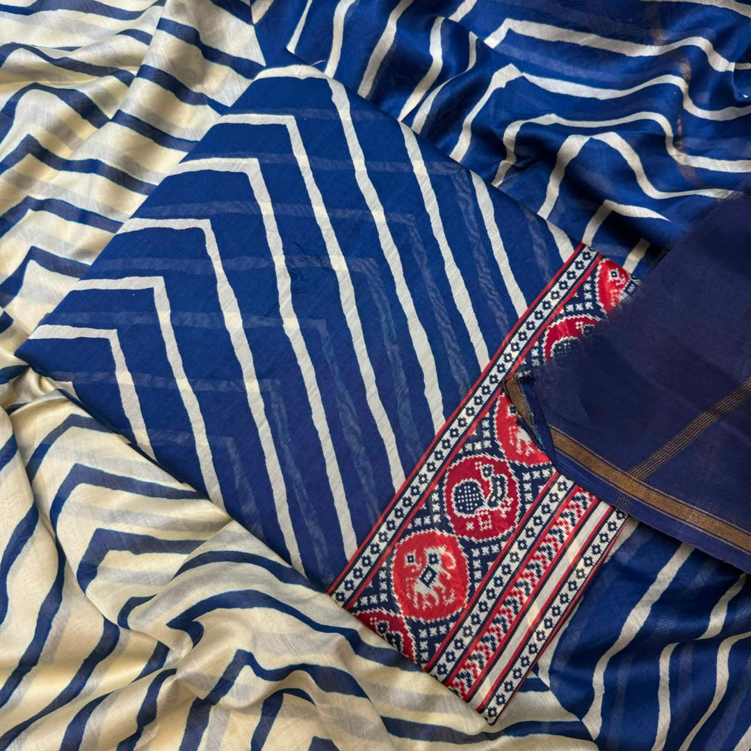 Premium Pure Silk Chanderi Printed Unstitched Suit Set - LV0445-3