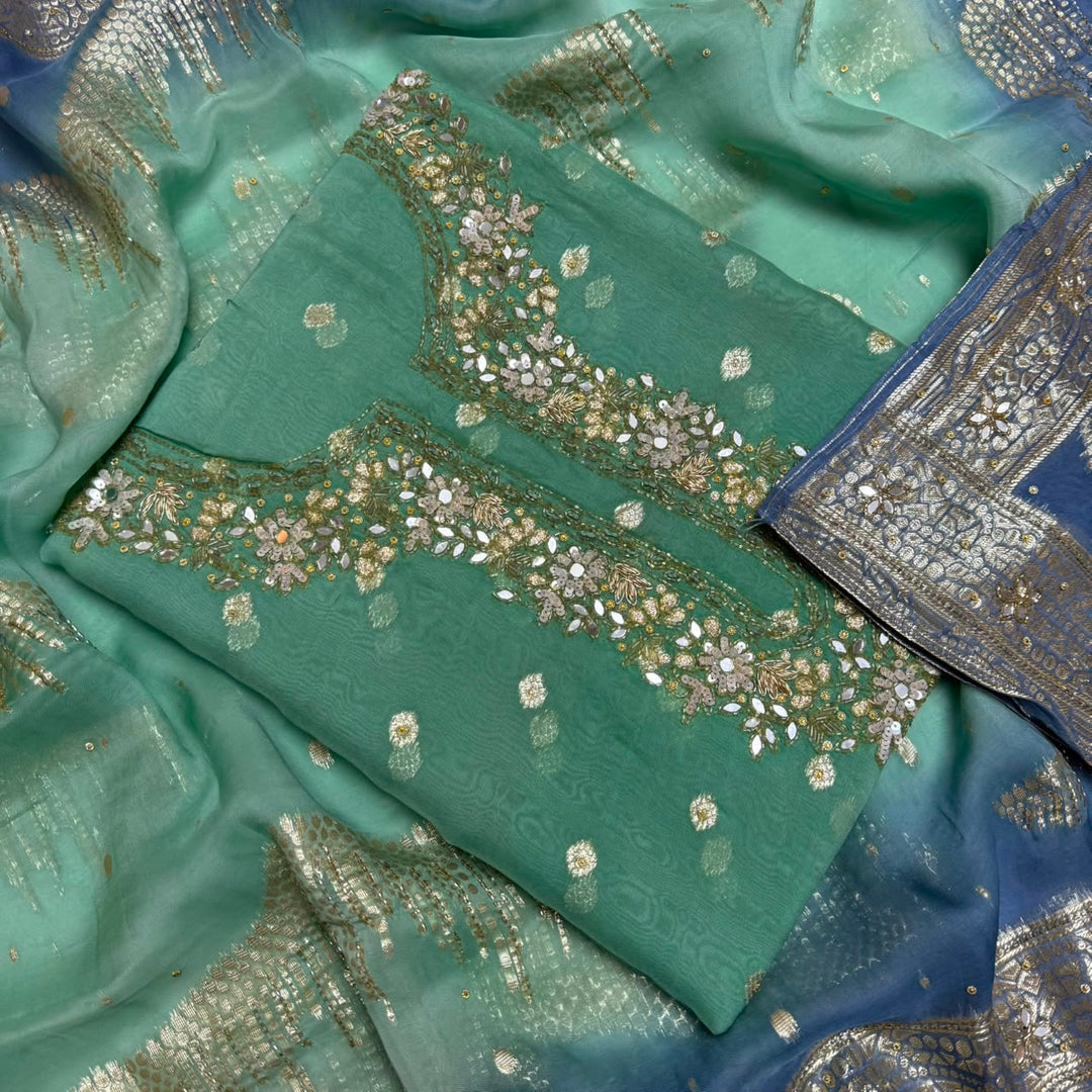 Premium Pure Silk Organza Unstitched Suit Set - RK2240 - 02