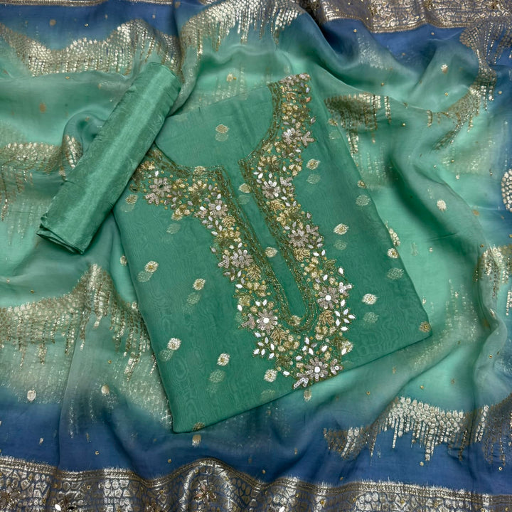 Premium Pure Silk Organza Unstitched Suit Set - RK2240 - 02