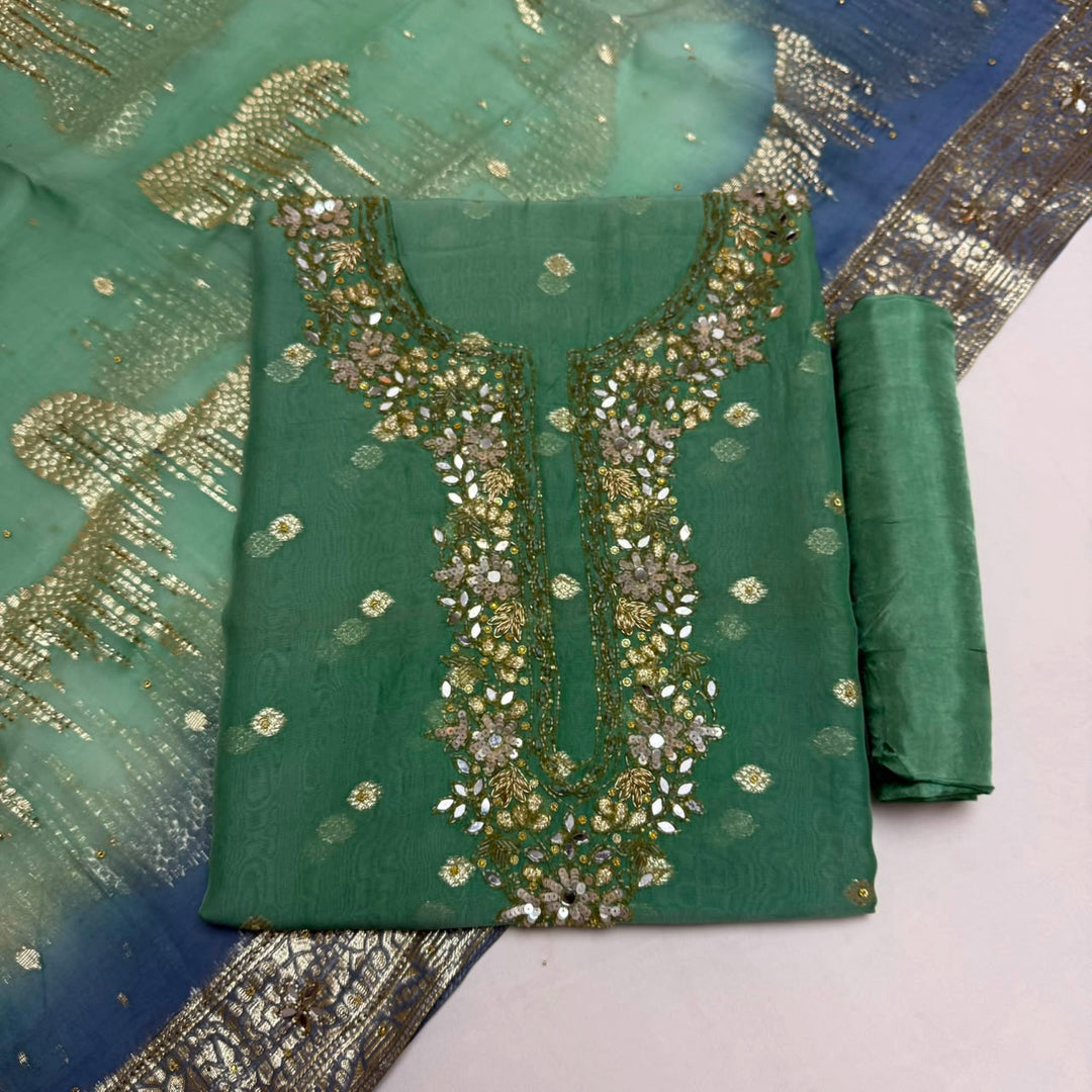 Premium Pure Silk Organza Unstitched Suit Set - RK2240 - 02