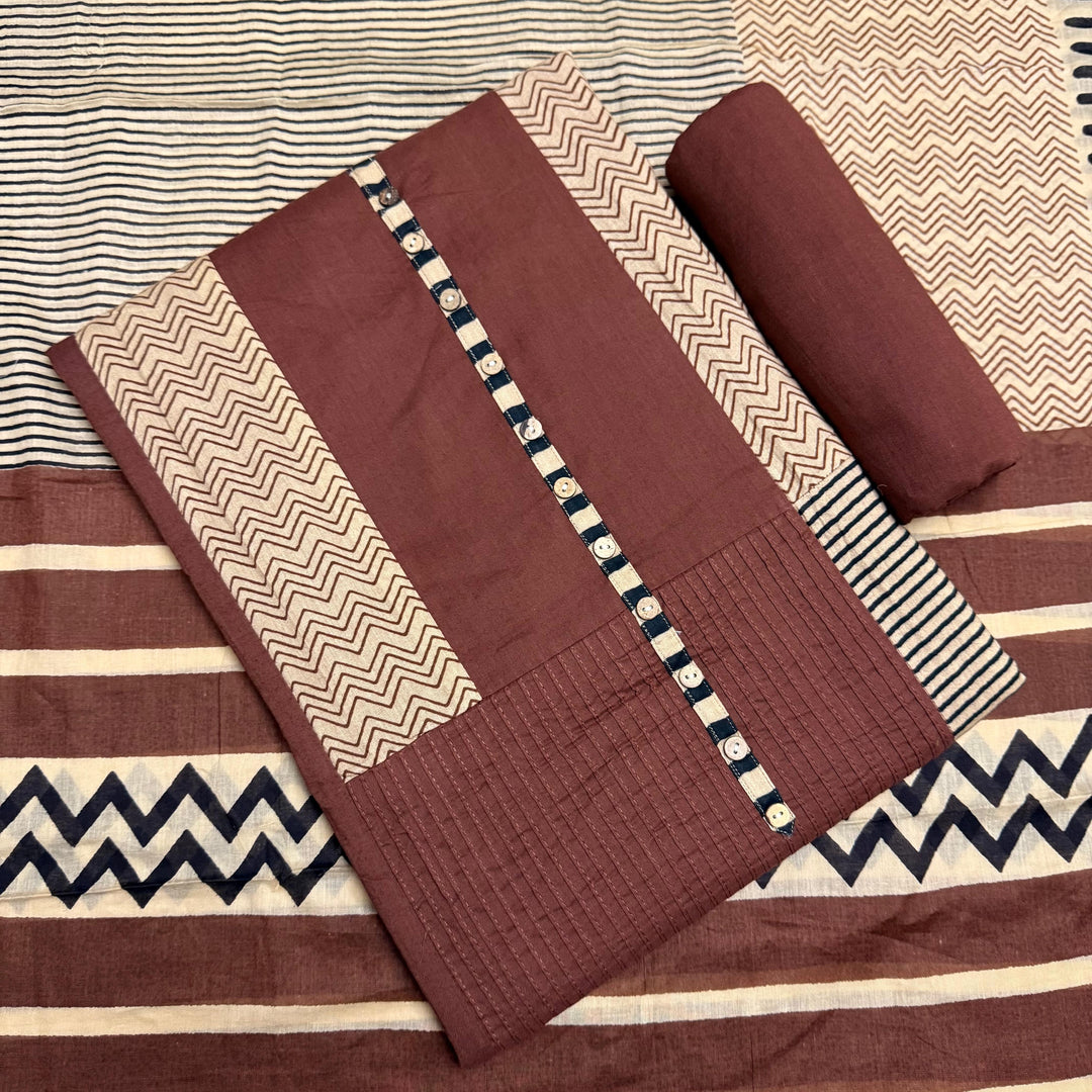 Elegance Cotton Pintex Unstiched Suit Set - NRK8451-2