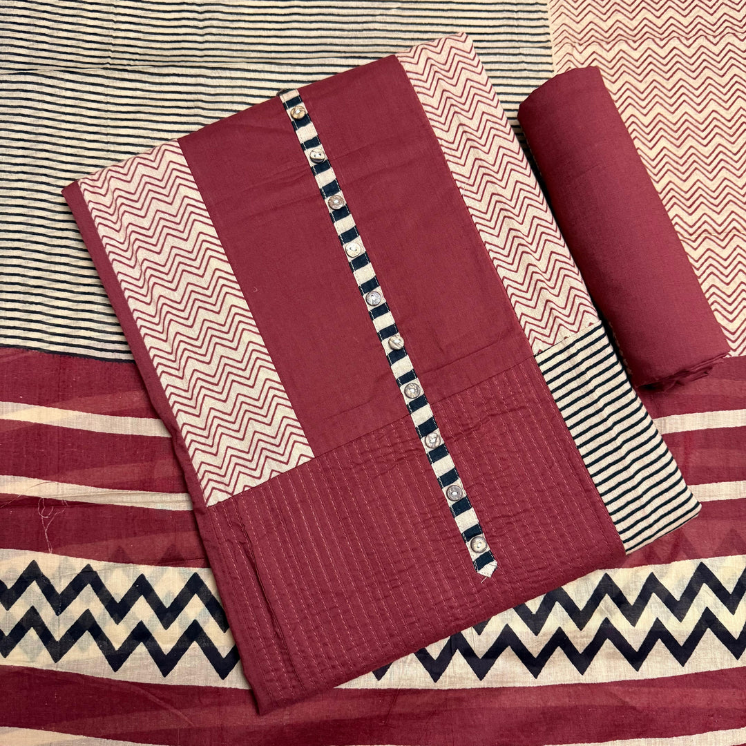 Elegance Cotton Pintex Unstiched Suit Set - NRK8451-4