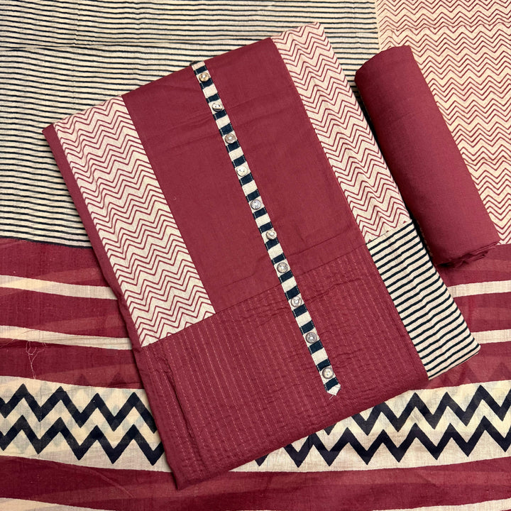 Elegance Cotton Pintex Unstiched Suit Set - NRK8451-4