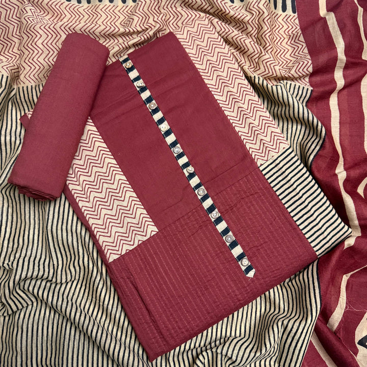 Elegance Cotton Pintex Unstiched Suit Set - NRK8451-4