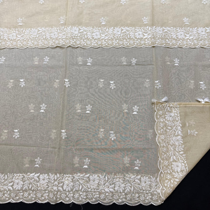 Premium Mul Chanderi Thread & Zari Work Unstiched Suit Set - LF1201-1C