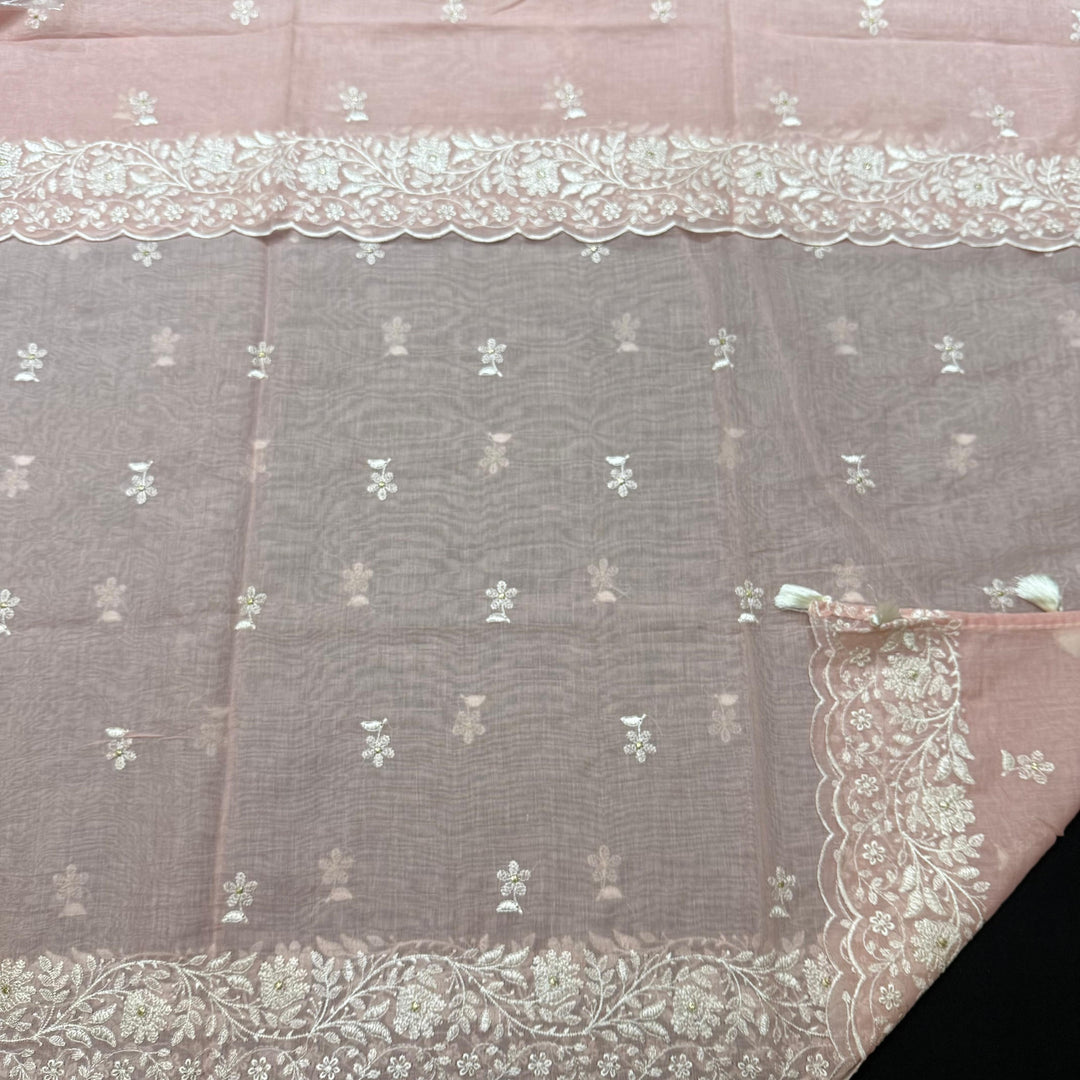 Premium Mul Chanderi Thread & Zari Work Unstiched Suit Set - LF1201-1D