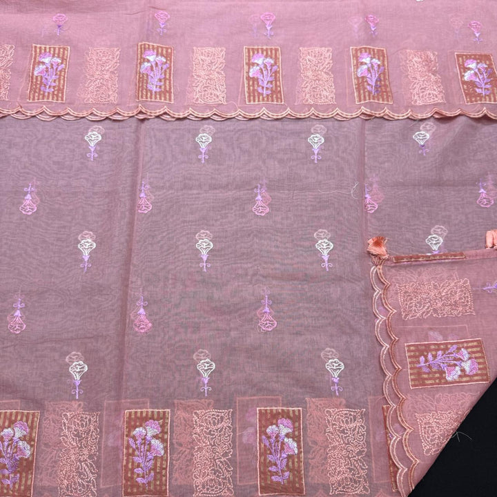 Luxury Mul Chanderi Thread Embroidered Unstitched Suit - LF1201-1