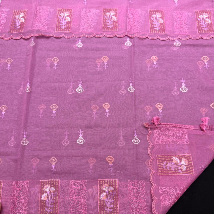 Luxury Mul Chanderi Thread Embroidered Unstitched Suit - LF1201-4