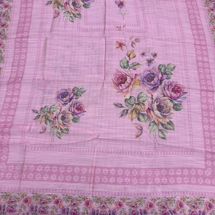 Vintage Silk Digital Print Unstitched Suit Set with Embroidery Lace Work - PSC030-05