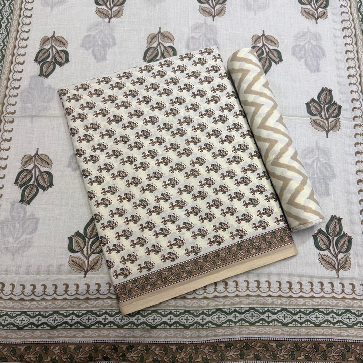 Pure Cotton Printed Unstitched Suit Set – Elegant Everyday Ethnic Wear S10001-2