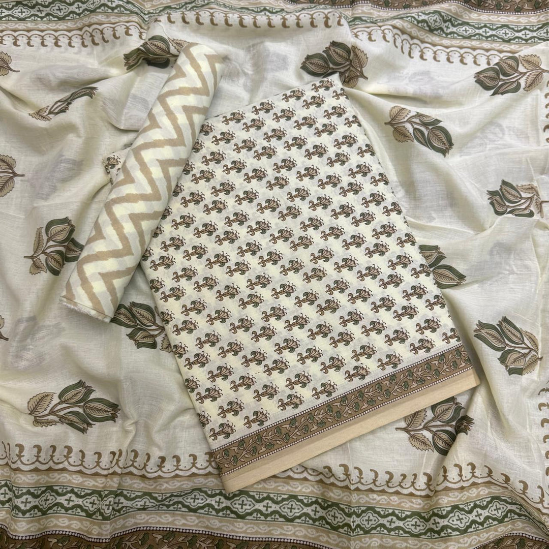 Pure Cotton Printed Unstitched Suit Set – Elegant Everyday Ethnic Wear S10001-2